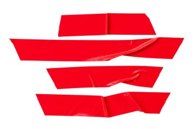 Set of red scotch tape or adhesive vinyl tape in stripe is isolated on white background with clipping path. clipart