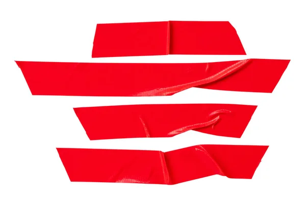 Set Red Scotch Tape Adhesive Vinyl Tape Stripe Isolated White Royalty Free Stock Images