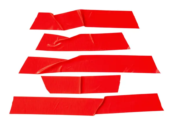 Set Red Scotch Tape Adhesive Vinyl Tape Stripe Isolated White Stock Picture
