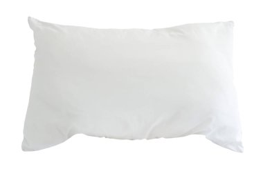 Otel veya otel odasındaki beyaz yastık kırpma yolu ile beyaz arka planda izole edilir.