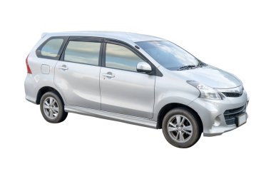 Lüks beyaz SUV aracın yan görünümü kırpma yolu ile beyaz arkaplanda izole edilmiştir.