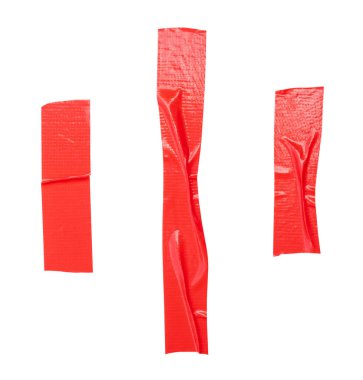 Çizgili kırmızı yapışkan bant veya bez bant üst görünüm seti kırpma yolu ile beyaz arkaplanda izole edilir.