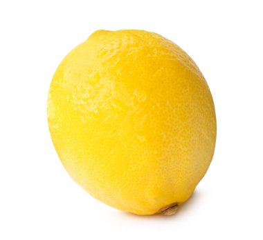 Sarı limon meyvesinin ön görünümü kırpma yolu ile beyaz arkaplanda izole edilmiştir..