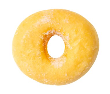 Tek şekerli tarçınlı çöreğin üst görünümü kırpma yolu ile beyaz arkaplanda izole edilir.