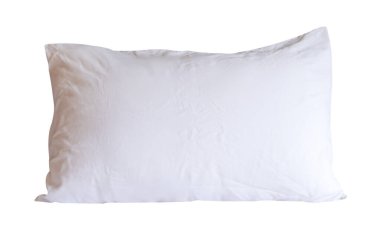 Kullandıktan sonra tek beyaz yastığın üst görünümü kırpma yolu ile beyaz arkaplanda izole edilir.