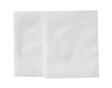 Katlanmış iki kağıt parçasının üst görünümü kırpma yolu ile beyaz arkaplanda izole edilir.