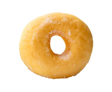 Tek kahverengi şekerli tarçınlı çöreğin üst görünümü kırpma yolu ile beyaz arkaplanda izole edilmiştir..