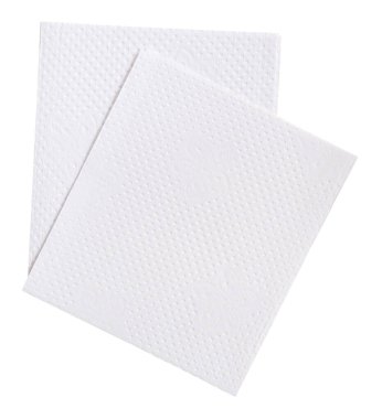 Tuvalet ya da tuvalette kullanılmak üzere düzenli olarak hazırlanmış iki adet beyaz kağıt ya da peçete beyaz arka planda kırpma yolu ile izole edilir.