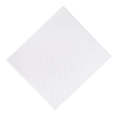 Katlanmış beyaz kağıt ya da peçetenin üst görünümü png dosya biçiminde kırpma yolu ile beyaz arkaplanda izole edilmiş