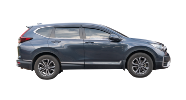 Koyu mavi hatchback arabasının yan görünümü png dosya biçiminde kırpma yolu ile izole edilmiştir.