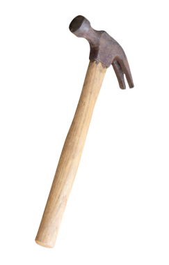 Ahşap saplı küçük eski çekiç png dosya biçiminde kırpma yolu ile izole edilir.