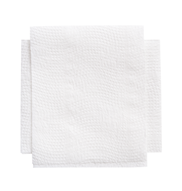 Katlanmış iki beyaz doku kağıdının üst görünümü png dosya biçiminde kırpma yolu ile izole edilir.