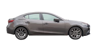 Koyu gri sedan aracın yan görünümü png dosya biçiminde kırpma yolu ile izole edilmiştir.