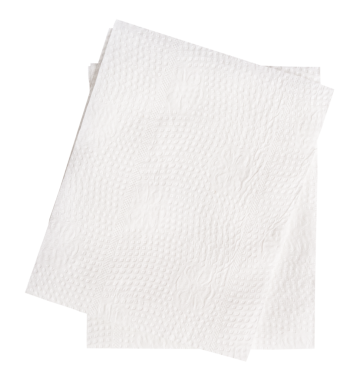 Katlanmış iki beyaz doku kağıdının üst görünümü png dosya biçiminde izole edilmiştir.