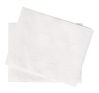 Katlanmış iki beyaz doku kağıdının üst görünümü png dosya biçiminde izole edilmiştir.