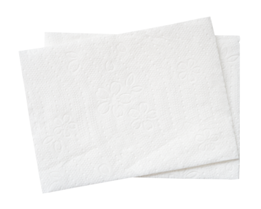 Katlanmış iki beyaz doku kağıdının üst görünümü png dosya biçiminde kırpma yolu ile izole edilir.