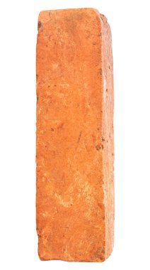 Tek eski kırmızı ya da turuncu tuğla beyaz arka planda izole edilmiştir. kırpma yolu ile.