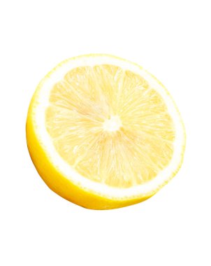 Sarı limon yarısı kırpma yolu ile beyaz arkaplanda izole edilir.