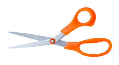 Ufukta turuncu saplı orta açık çok amaçlı makas png dosya biçiminde kırpma yolu ile izole edilir.