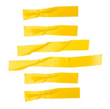 Üst görünüm kümesi kırışık veya buruşuk sarı yapıştırıcı bant veya çizgili kumaş bant png dosya biçiminde kırpma yolu ile izole edilir.