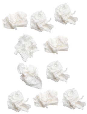 Üst görünüm seti vida veya buruşmuş beyaz kağıt top png dosya biçiminde kırpma yolu ile izole edilir.