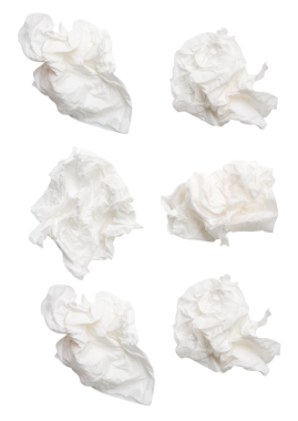 Üst görünüm seti vida veya buruşmuş beyaz kağıt top png dosya biçiminde kırpma yolu ile izole edilir.