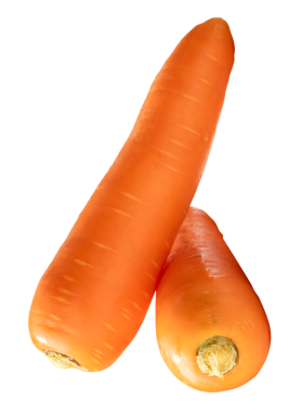 Çapraz biçimli taze turuncu havuç kökleri üst görünümü png biçiminde kırpma yolu ile izole edilir.