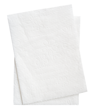 Katlanmış iki beyaz doku kağıdının üst görünümü png dosya biçiminde kırpma yolu ile izole edilir.