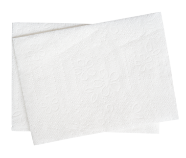 Katlanmış iki beyaz doku kağıdının üst görünümü png dosya biçiminde kırpma yolu ile izole edilir.