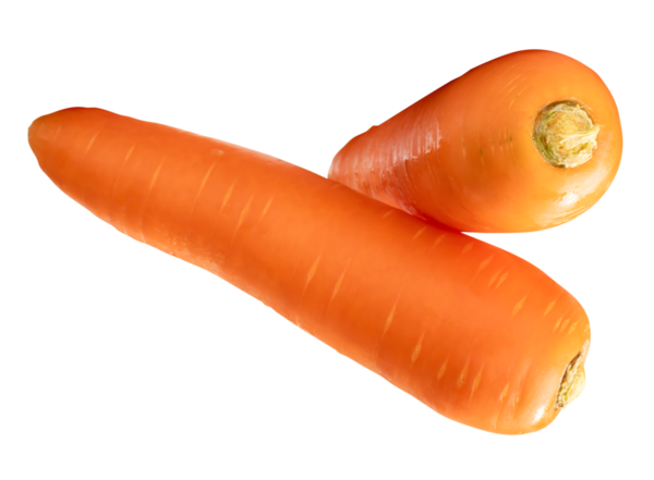 Çapraz biçimli taze turuncu havuç kökleri üst görünümü png biçiminde kırpma yolu ile izole edilir.