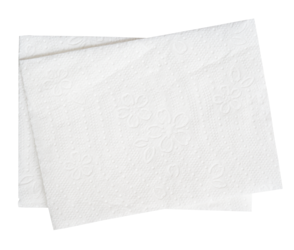 Katlanmış iki beyaz doku kağıdının üst görünümü png dosya biçiminde kırpma yolu ile izole edilir.