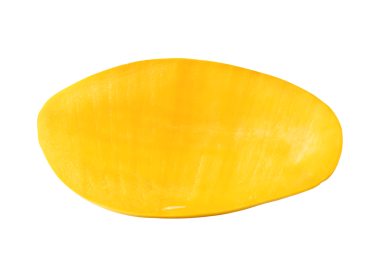 Tek olgun sarı mango meyvesi yarısı veya dilimi png dosya biçiminde kırpma yolu ile izole edilir.