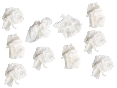 Üst görünüm seti vida veya buruşmuş beyaz kağıt top png dosya biçiminde kırpma yolu ile izole edilir.