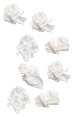 Üst görünüm seti vida veya buruşmuş beyaz kağıt top png dosya biçiminde kırpma yolu ile izole edilir.