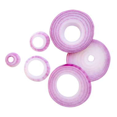 Üst görünüm kırmızı soğan dilimleri veya soğan halkaları veya yığın içinde shallot kümesi png dosya biçiminde kırpma yolu ile izole edilir.