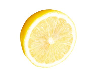 Sarı limon yarısı kırpma yolu ile beyaz arkaplanda izole edilir.