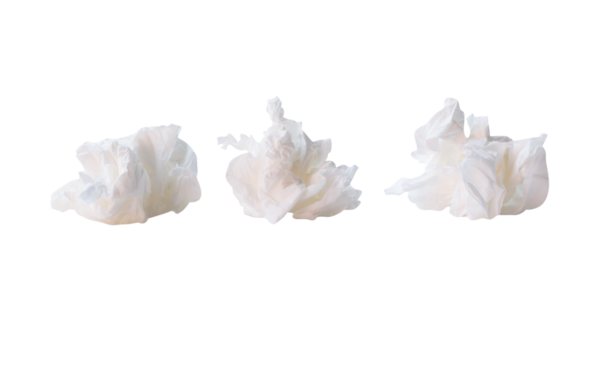 vida veya buruşmuş beyaz doku kağıt topları yan görünüm seti png dosya biçiminde kırpma yolu ile izole edilir.