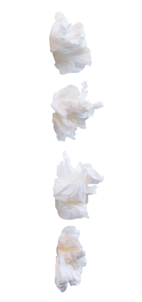 vida veya buruşmuş beyaz doku kağıt topları yan görünüm seti png dosya biçiminde kırpma yolu ile izole edilir.