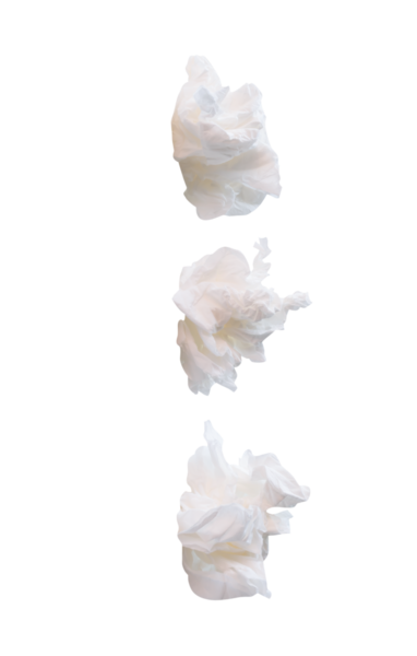 vida veya buruşmuş beyaz doku kağıt topları yan görünüm seti png dosya biçiminde kırpma yolu ile izole edilir.