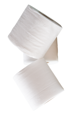 Üç rulo beyaz kağıt veya yığın halinde tuvalet kağıdı png dosya biçiminde kırpma yolu ile izole edilir.