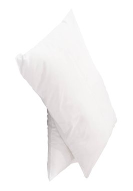 Üst üste kullanımdan sonra iki beyaz yastık kırpma yolu ile beyaz arkaplanda izole edilir.