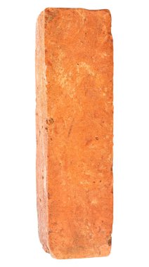 Tek eski kırmızı ya da turuncu tuğla beyaz arka planda izole edilmiştir. kırpma yolu ile.