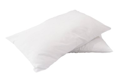 Üst üste kullanımdan sonra iki beyaz yastık kırpma yolu ile beyaz arkaplanda izole edilir.