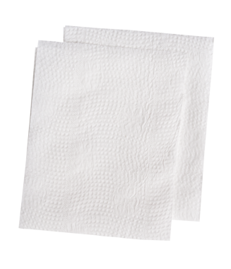 Üst görünüm iki parça beyaz kağıt veya yığın peçete kağıt png dosya biçiminde kırpma yolu ile izole edilir.