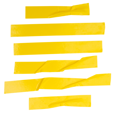 Üst görünüm kümesi kırışık veya buruşuk sarı yapıştırıcı bant veya çizgili kumaş bant png dosya biçiminde kırpma yolu ile izole edilir.