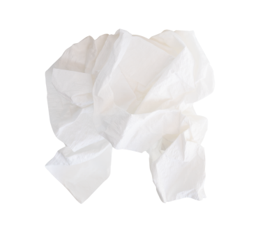 Vidalanmış veya buruşmuş beyaz kağıt topunun yan görünümü png dosya biçiminde kırpma yolu ile izole edilmiştir.