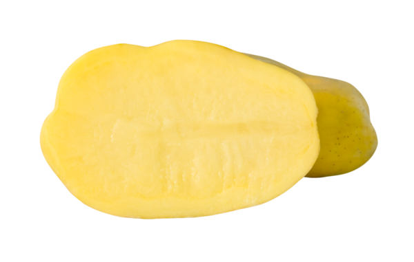 Raw potatos with half in pile are isolated with clipping path in png file format.