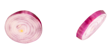 İspanyol soğan ya da kırmızı soğan dilimleri png dosya biçiminde kırpma yolu ile izole edilir.