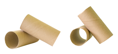 Yan görünüm kağıt çekirdekleri veya tuvalet kağıdı tüpleri png dosya biçiminde kırpma yolu ile izole edilir.