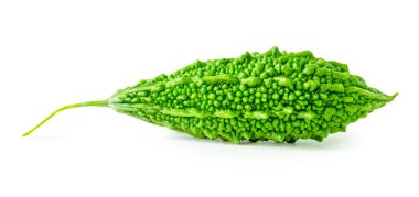 One green bitter gourd or bitter melon is isolated on white background with clipping path.